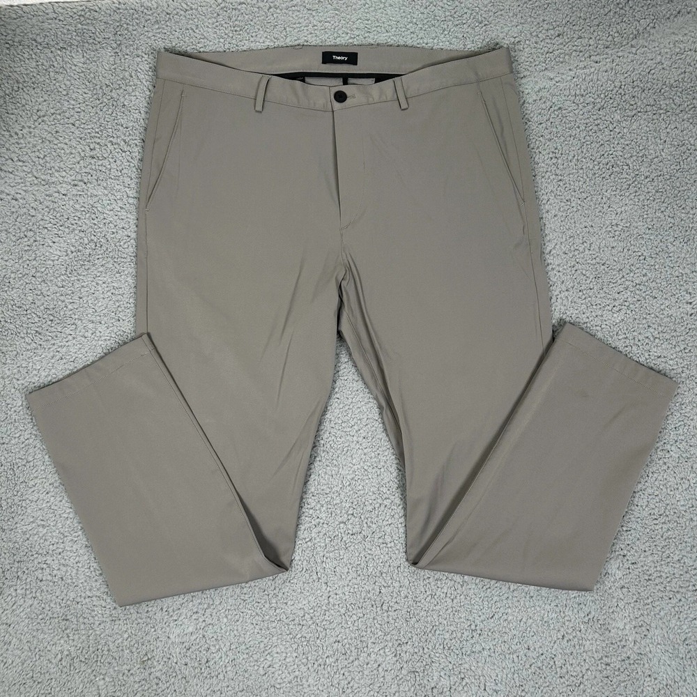 Theory Pants Mens 38 Gray Dress Flat Front‎ Modern Slim Fit Trouser Made USA